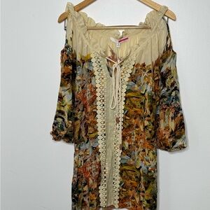 Tracy Reese Cream Floral Dress with Lace Trim